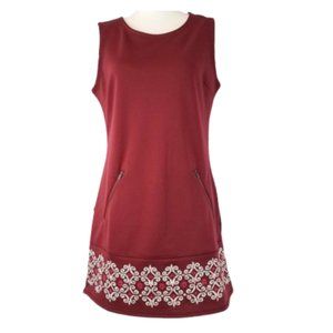 ATHLETA Burgundy Sleeveless Summer Dress Zip Pockets - Women's M
